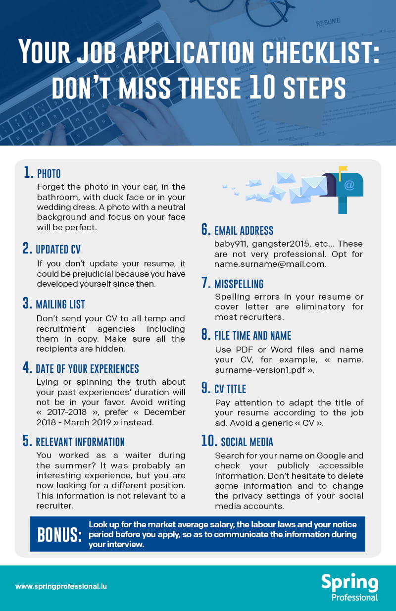 Infographic your job application checklist: don’t miss these 10 steps  